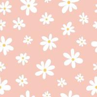 Seamless pattern of white chamomiles on a pink background vector