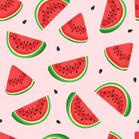 Watermelon pattern on a light pink background vector