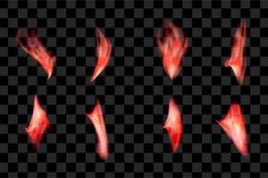 Red fire effect set collection element series flame burn eps vector