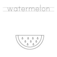 Trace word and color cartoon watermelon. vector