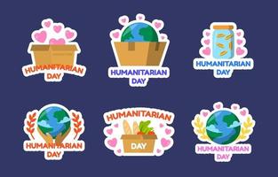 Humanitarian Day Sticker Collection vector