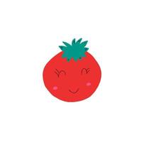 icono de doodle de vector de tomate. elemento de logotipo de personaje feliz de tomate.