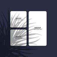 Blank white paper cards mockup with shadow overlay effect vector