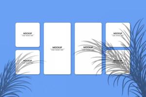 Blank white paper cards mockup with shadow overlay effect vector