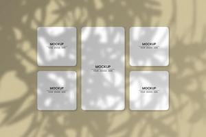 Blank white paper cards mockup with shadow overlay effect vector