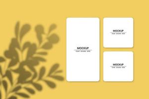 Blank white paper cards mockup with shadow overlay effect vector
