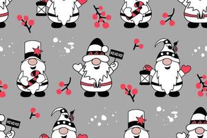 Christmas seamless pattern with gnomes. vector