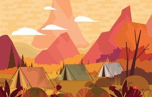 camping con concepto de vista a la montaña vector