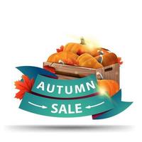 Autumn sale, discount web banner in the form of ribbons vector