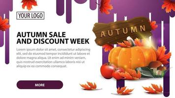 Autumn sale and discount week, banner with harvest of vegetables vector