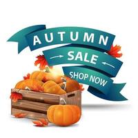 Autumn discount clickable web banner in the form of ribbons vector