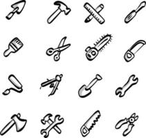 construction tools icons set with shadow vector