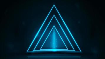 Neon triangular frame on dark background vector