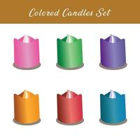 Conjunto de vectores decorativos de 6 velas de colores