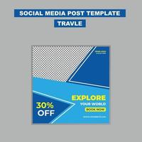 Travel Social Media Post Template Design. Social Media Banner Design vector