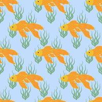Seamless pattern goldfish. Vector flat illustration.