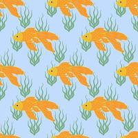 Seamless pattern goldfish. Vector flat illustration.