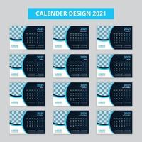 Set Desk Calendar 2021 Template Design, Set of 12 Months vector