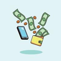 shopping money smarphone modern style vector