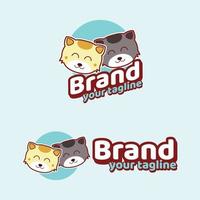 gato lindo marca logo mascotas moderno vector