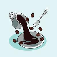 coffe with cup and spoon vector