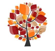 hermoso árbol de otoño en una ilustración de vector de fondo blanco.