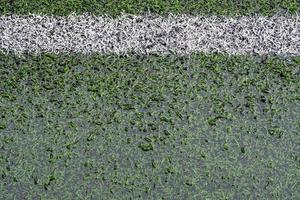 The artificial grass football field inundates with water photo