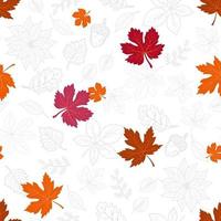 Hand drawn autumn leaves seamless pattern vector