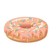 Realistic round donut on white background - Vector