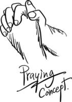 close-up hand praying vector illustration