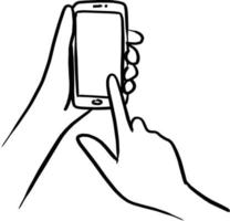 close-up hand using smartphone vector