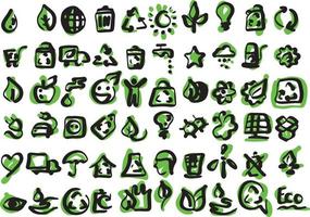 ecology icons set vector illustration sketch hand drawn