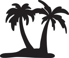 two silhouette coconut tree vector illustration