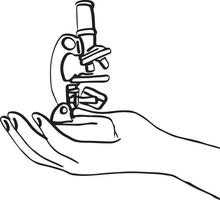 right hand holding microscope vector illustration