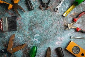 Various hand tools, concept from labor day. photo