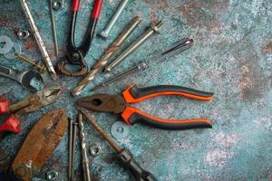 Various hand tools, concept from labor day. photo