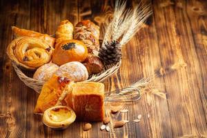 Bread On Wood Background photo