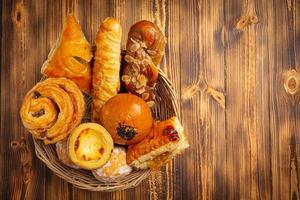 Bread On Wood Background photo