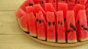 Fresh watermelon sliced on plate video