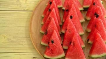 Fresh watermelon sliced on plate video