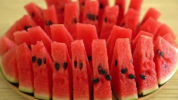 Fresh watermelon sliced on plate video