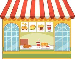 Front of fast food store isolated vector