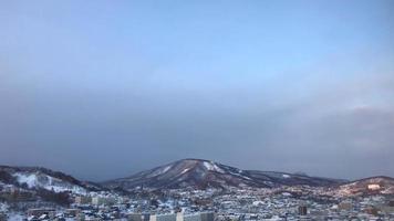 Vue sur la ville d'otaru avec de la neige à Hokkaido, Japon