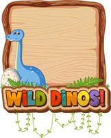 Empty board template with cute dinosaur on white background vector