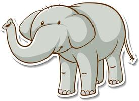 Diseño de etiqueta con lindo elefante aislado vector