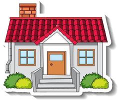 Sticker template with a single house isolated vector