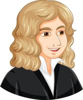 retrato de isaac newton en estilo de dibujos animados vector