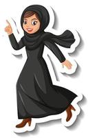 Muslim woman cartoon character sticker on white background vector