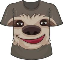 Front of t-shirt with sloth pattern vector