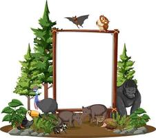 Empty banner with wild animals and rainforest trees vector